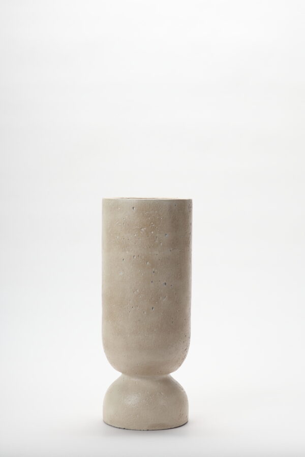 Tall Travertine Pedestal Vase (Natural)